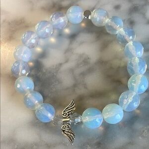 Angel wing Opalite Gemstone Bracelet in 7”